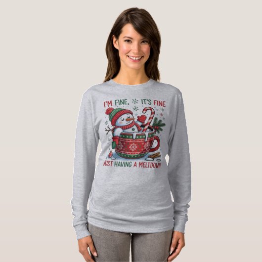 I'm Fine It's Fine Just Having a Meltdown Snowman  Tシャツ (正面フル)