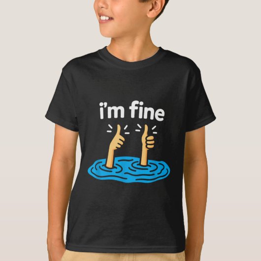 I'm Fine Thumbs Up Two Like Hand Funny Sarcasm Hum Tシャツ (正面)