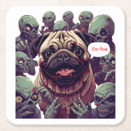 "I'm Fine!" Wendigo-Bitten Dog Halloween Coaster – スクエアペーパーコースター