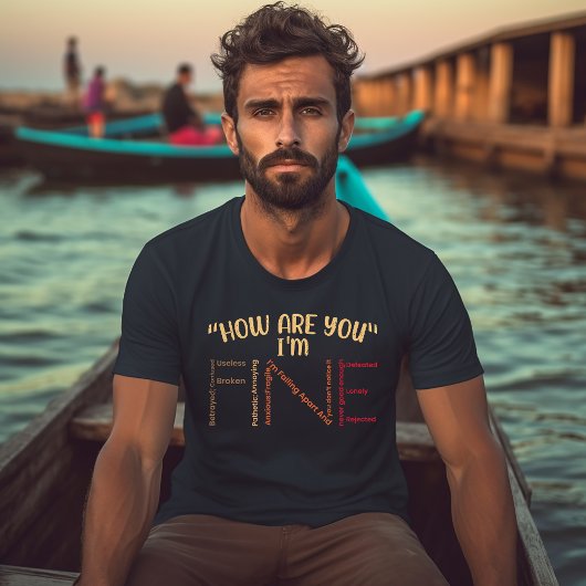 I'm Fine Word Art Mental Health Tシャツ