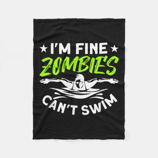 I'm Fine Zombies Can't Swim フリースブランケット (正面)