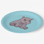 "I'm fussy." Cute, Cartoon Hippo, Pouting ペーパープレート (アングル)