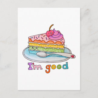 I'm Good, Kawaii Cartoon Rainbow Cake Postcard ポストカード