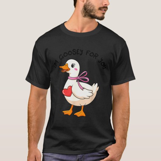 I'm Goosey For You Coquette Valentine Goose  Tシャツ (正面)