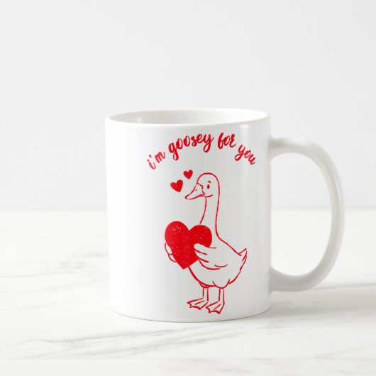 I'm Goosey For You Valentine Goose Hearts Minimal コーヒーマグカップ (右)