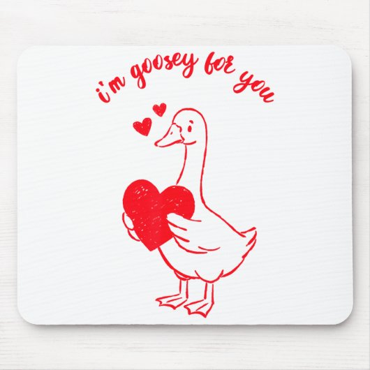I'm Goosey For You Valentine Goose Hearts Minimal  マウスパッド (正面)
