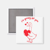 I'm Goosey For You Valentine Goose Hearts Minimal マグネット (正面/裏面)