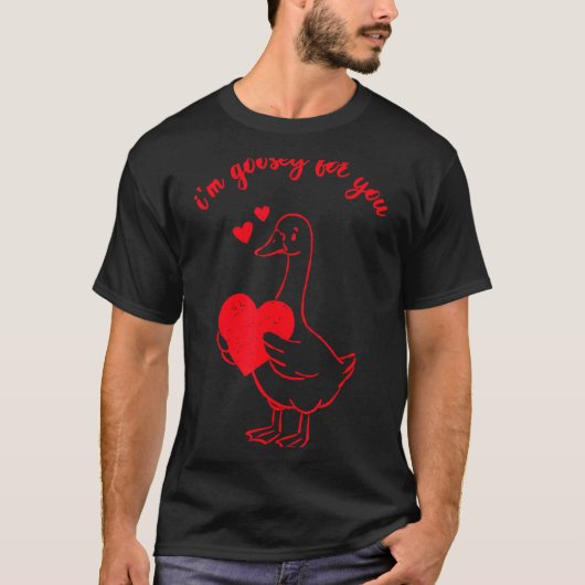 I'm Goosey For You Valentine Goose Hearts Minimal  Tシャツ (正面)
