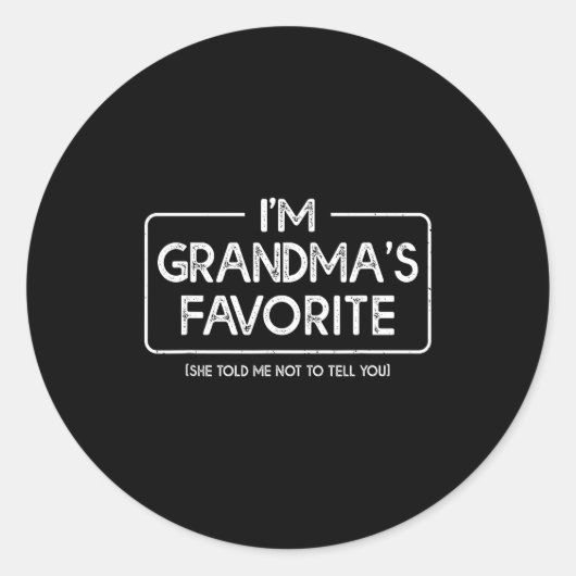 I'm Grandma's Favorite Grandson Granddaughter Humo ラウンドシール (正面)