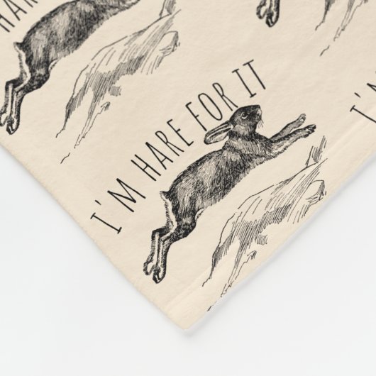I'm Hare For It Punny Bunny Encouraging フリースブランケット (角)