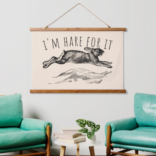 I'm Hare For It Punny Bunny Encouraging 吊り下げ型タペストリー (リビング)