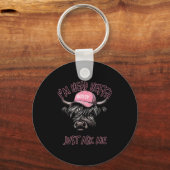 I'm Head Heffa Just Ask Me Bossy Highland Cow Base キーホルダー (正面)