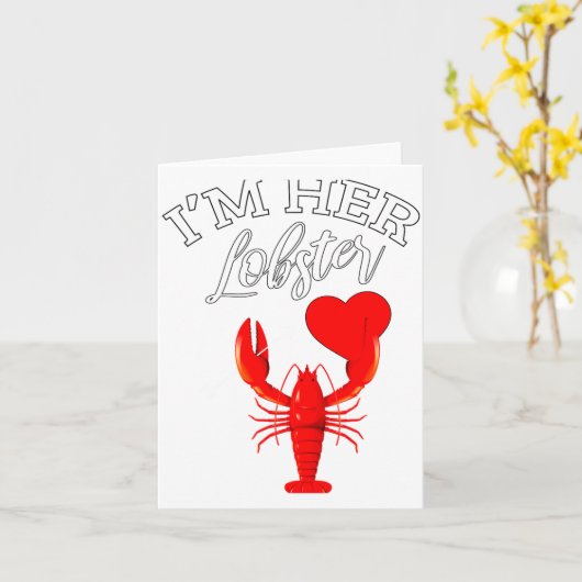 Im Her Lobster Heart Couple Matching Gift Valentin カード (黄色い花)