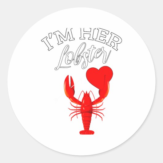 Im Her Lobster Heart Couple Matching Gift Valentin ラウンドシール (正面)