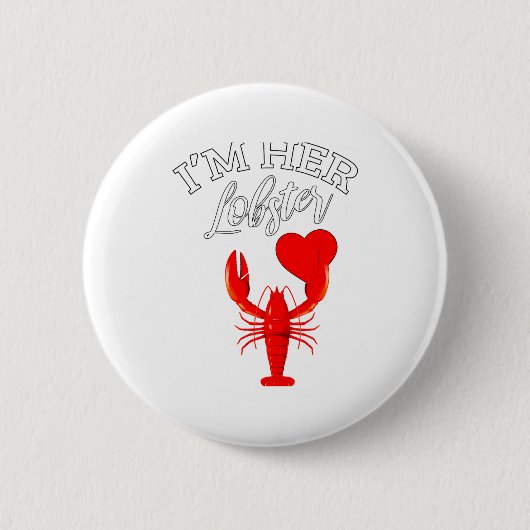 Im Her Lobster Heart Couple Matching Gift Valentin 缶バッジ (正面)