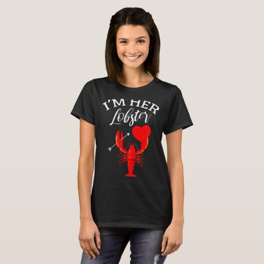 Im Her Lobster Heart Couple Matching Gift Valentin Tシャツ (正面フル)