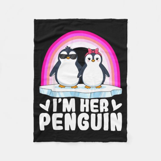 I'm Her Penguin Matching Couple Valentine Love Hea フリースブランケット (正面)