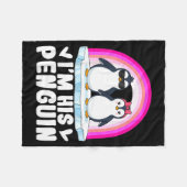 I'm Her Penguin Matching Couple Valentine Love Hea フリースブランケット (正面(横))