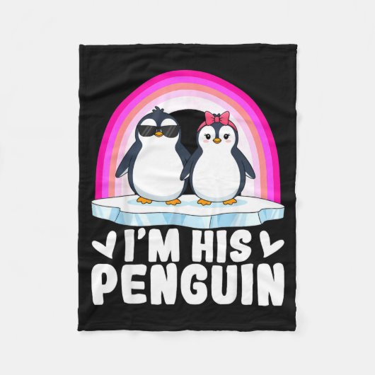 I'm Her Penguin Matching Couple Valentine Love Hea フリースブランケット (正面)