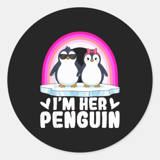 I'm Her Penguin Matching Couple Valentine Love Hea ラウンドシール (正面)