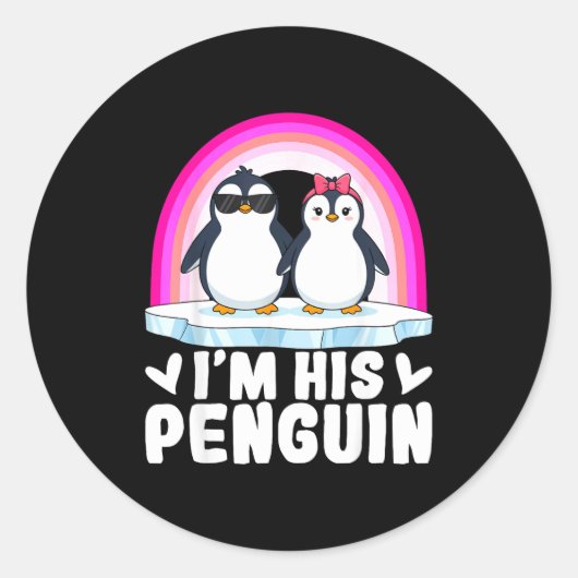 I'm Her Penguin Matching Couple Valentine Love Hea ラウンドシール (正面)