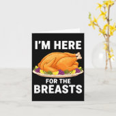 I'm Here For The Breasts, Funny Thanksgiving Turke カード (黄色い花)