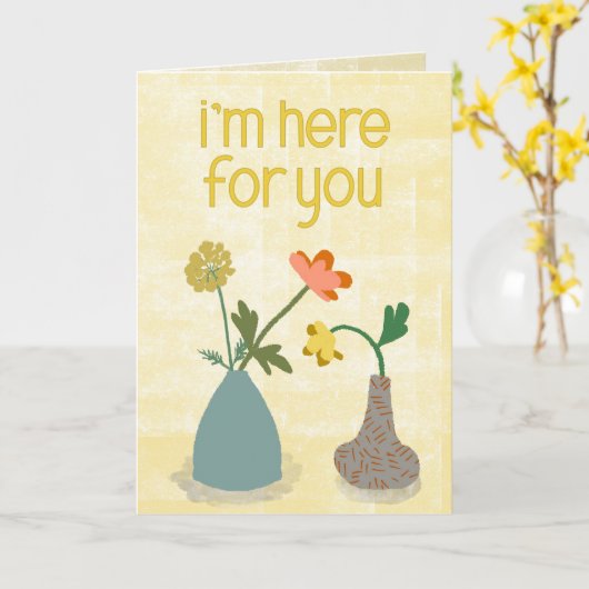 I'm Here for You - Two Flower Vases Friendship カード (黄色い花)