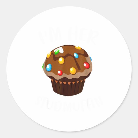 Im His Cupcake Im Her Studmuffin Valentine Matchin ラウンドシール (正面)