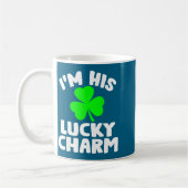 I'm His Lucky Charm Funny Couples St Patrick's Day コーヒーマグカップ (左)
