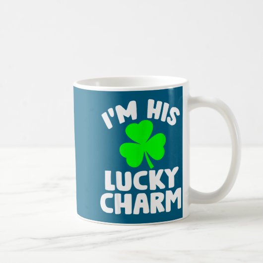 I'm His Lucky Charm Funny Couples St Patrick's Day コーヒーマグカップ (右)