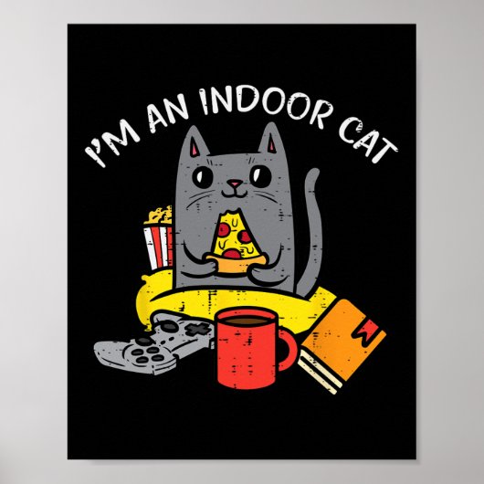 Im Indoor Cat Gaming Controller Pizza Gamer Men Bo ポスター (正面)