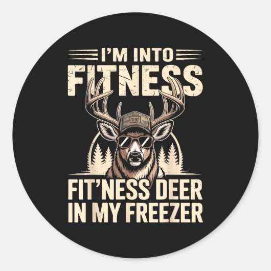 Im Into Fitness Fit'ness My Deer Zer Funny Hunting ラウンドシール (正面)
