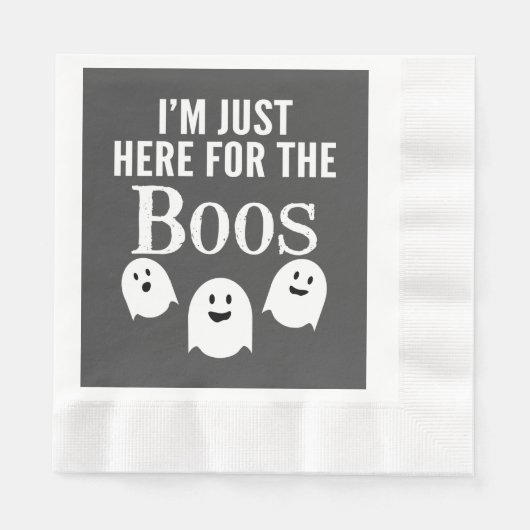 I'm Just Here for the Boos – 面白いハロウィーンパーティー 縁ありランチョンナプキン (正面)