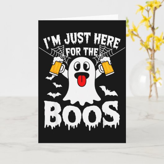 I'm Just Here For The Boos Funny Halloween Ghost M カード (黄色い花)
