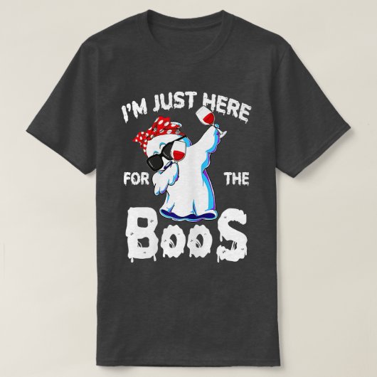 Im Just Here For The Boos Halloween Women幽霊Cu Tシャツ (デザイン正面)