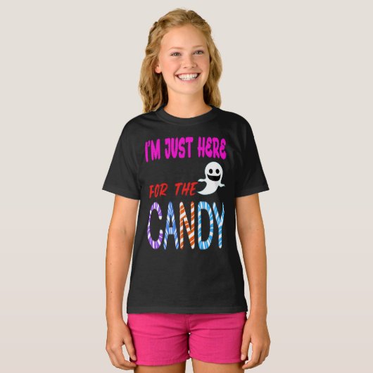 I'm Just Here for the Candy - Funny Halloween Kids Tシャツ (正面フル)