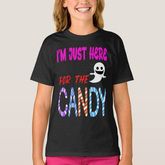 I'm Just Here for the Candy - Funny Halloween Kids Tシャツ (正面)