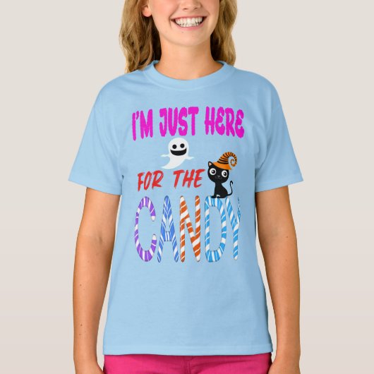 I'm Just Here for the Candy - Funny Halloween Kids Tシャツ (正面)