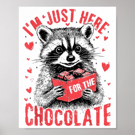 I'm Just Here For The Chocolate Funny Raccoon Vale ポスター (正面)