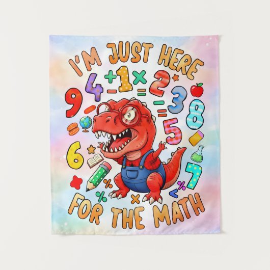 Im Just Here For The Math Funny Dino Shirt タペストリー (正面)