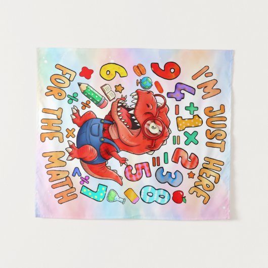 Im Just Here For The Math Funny Dino Shirt タペストリー (正面(横))