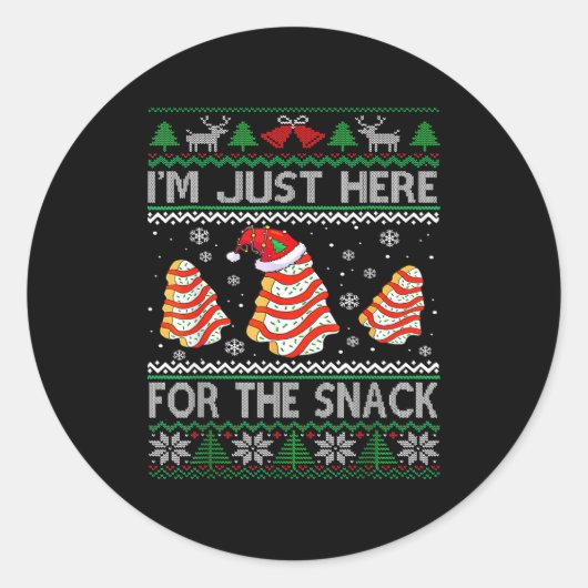 I'm Just Here For The Snack Christmas Cakes Debbie ラウンドシール (正面)