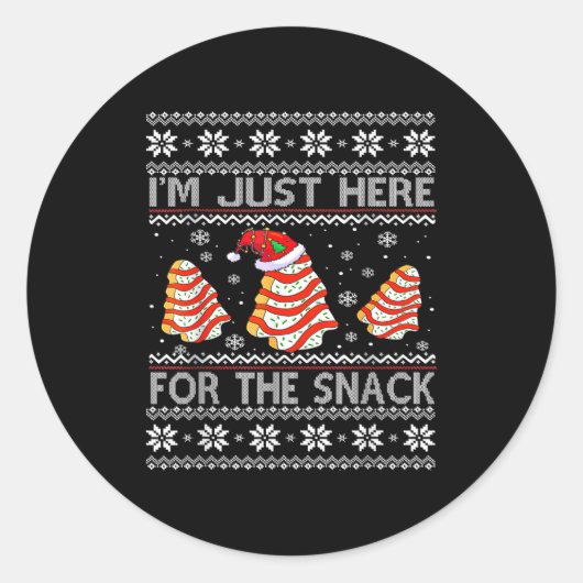 I'm Just Here For The Snack Christmas Cakes Debbie ラウンドシール (正面)