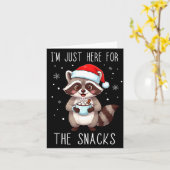I'm Just Here For The Snacks Christmas Raccoon  カード (黄色い花)