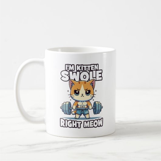 I'm Kitten Swole Right Meow - Gym Cat Motivation コーヒーマグカップ (左)