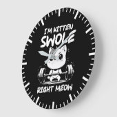 I'm Kitten Swole Right Meow - Gym Cat Motivation ラージ壁時計 (傾斜)