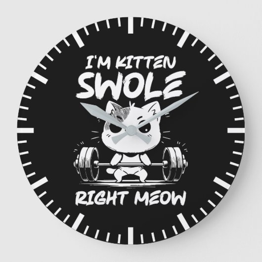 I'm Kitten Swole Right Meow - Gym Cat Motivation ラージ壁時計 (正面)