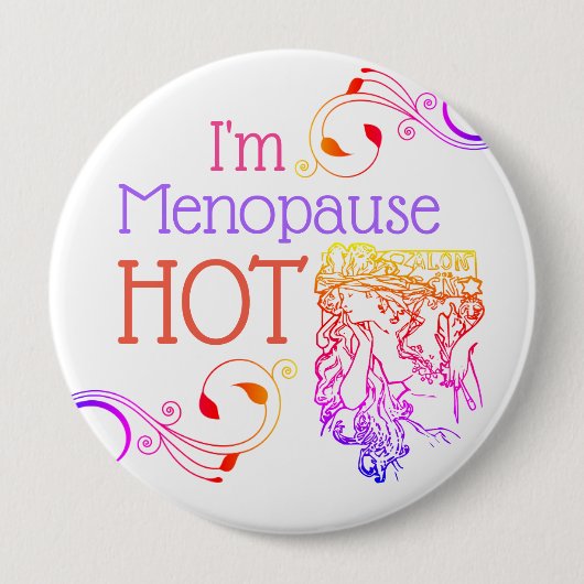I'm menopause hot button 缶バッジ (正面)
