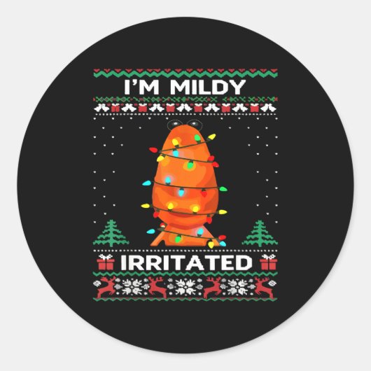 I'm Mildly Irritated Marcus The Worm Christmas Fun ラウンドシール (正面)