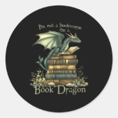 I'm Not A Bookworm I'm A Book Dragon  ラウンドシール (正面)